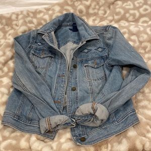 Jean jacket with cute pattern! Size xs